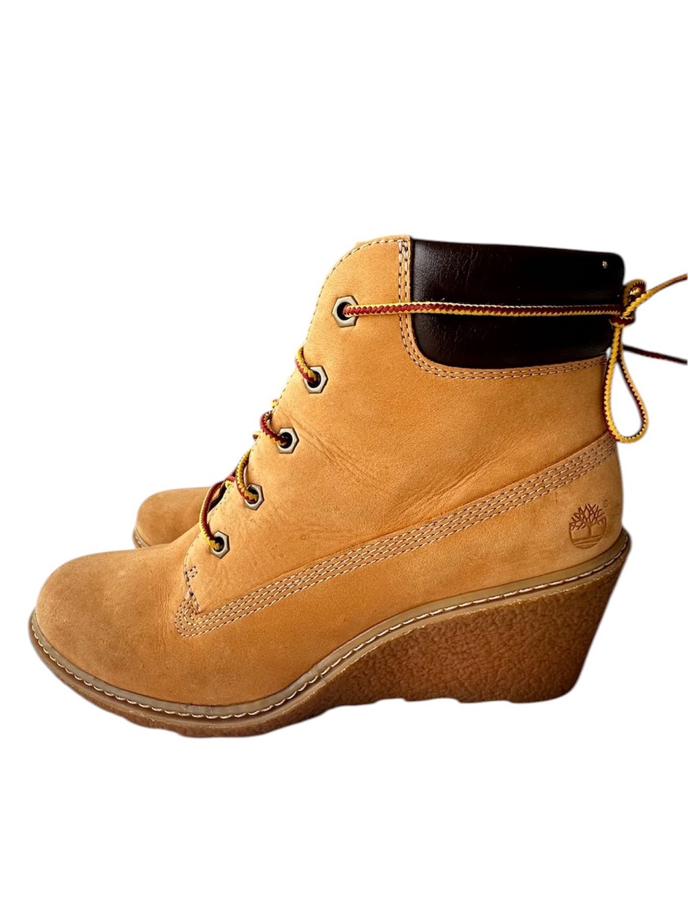 Timberland Women's Amston Wheat Nubuck Wedge Heel Boots. Size 7 - Picture 2 of 6